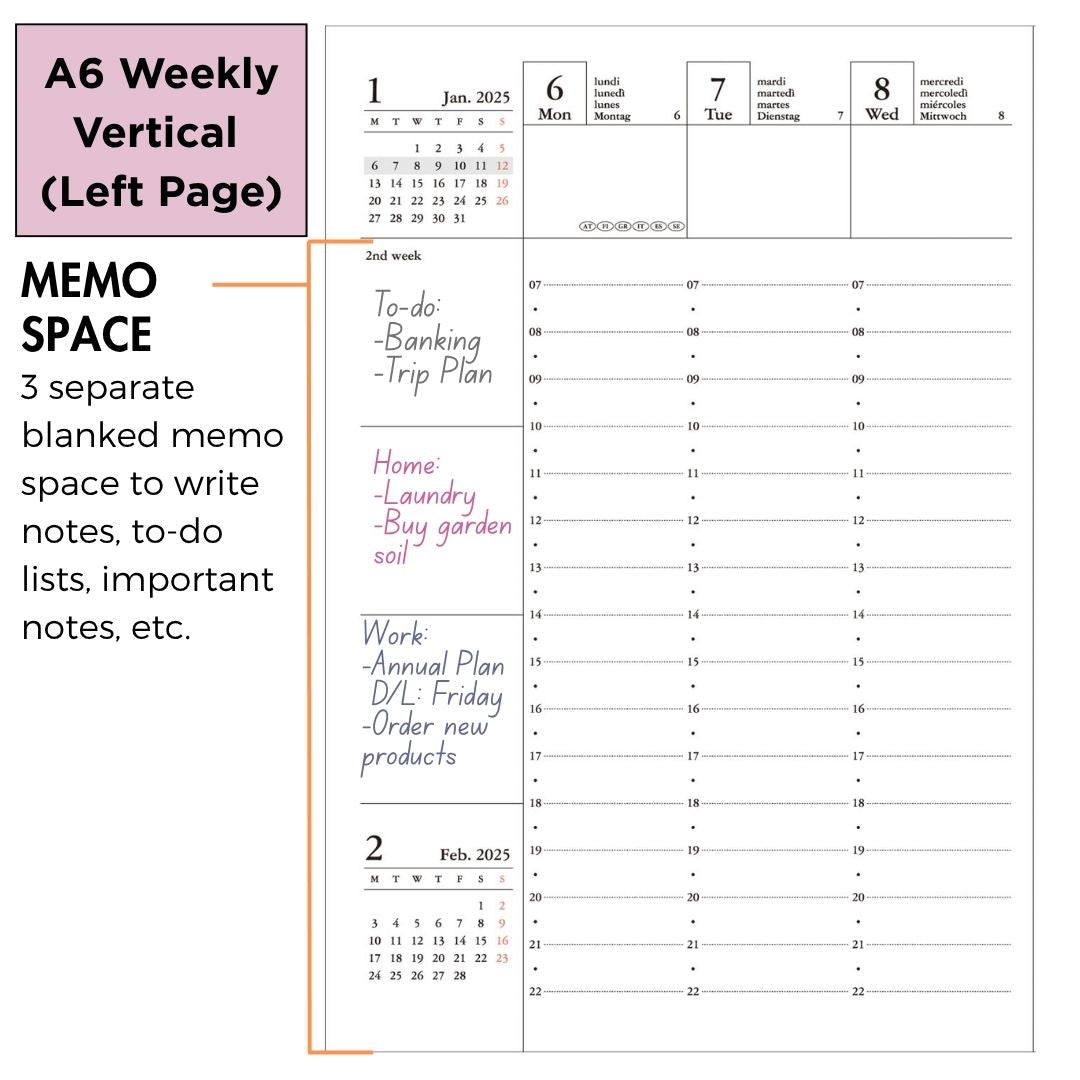 [International Edition] Mark's 2026 Planner Diary Refill - A6 | Weekly Vertical