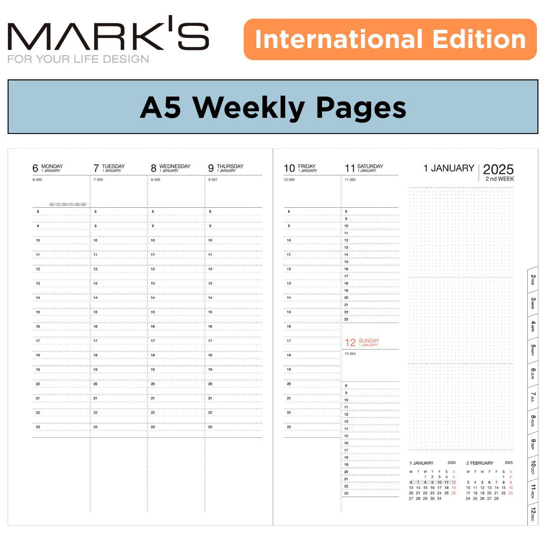 [International Edition] Mark's 2026 Planner Diary - A5 | Weekly Vertical | Cat