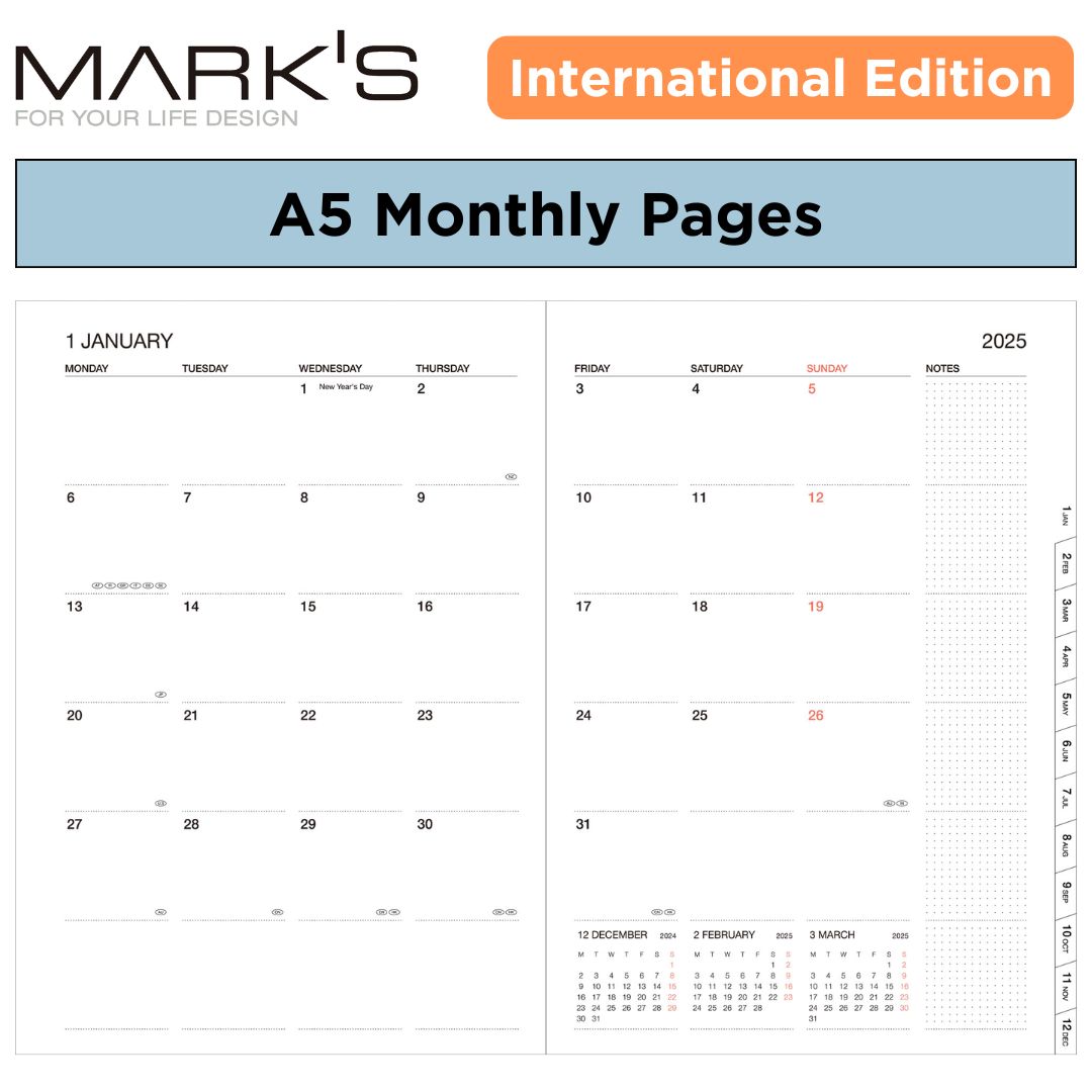 [International Edition] Mark's 2026 Planner Diary - A5 | Weekly Vertical | Cat