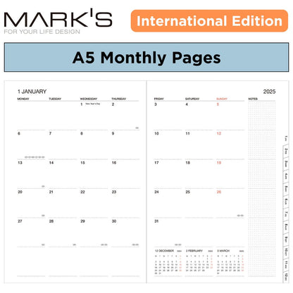 [International Edition] Mark's 2026 Planner Diary - A5 | Weekly Vertical | Cat