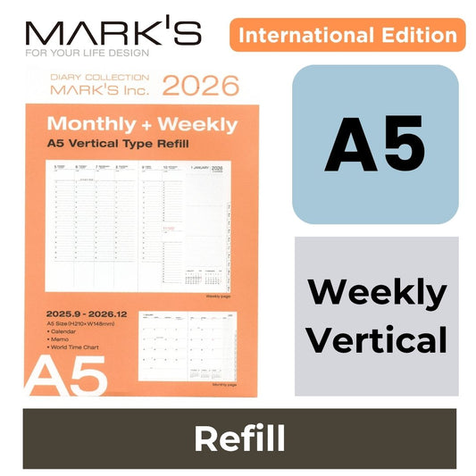 [International Edition] Mark's 2026 Planner Diary Refill - A5 | Weekly Vertical