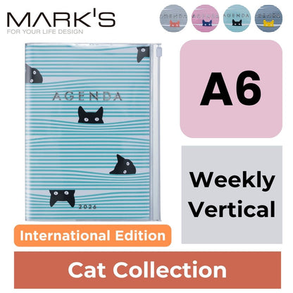 [International Edition] Mark's 2026 Planner Diary - A6 | Weekly Vertical | Cat