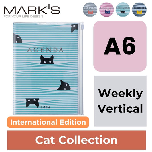[International Edition] Mark's 2026 Planner Diary - A6 | Weekly Vertical | Cat