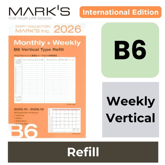 [International Edition] Mark's 2026 Planner Diary Refill - B6 | Weekly Vertical