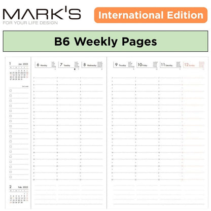 [International Edition] Mark's 2026 Planner Diary Refill - B6 | Weekly Vertical