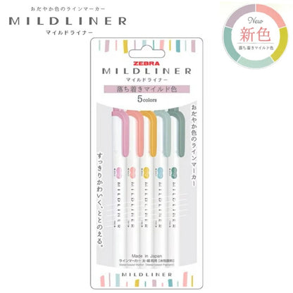 [2025 New Colours] Zebra MILDLINER Double Ended Highlighter Set -  Calm & Mild