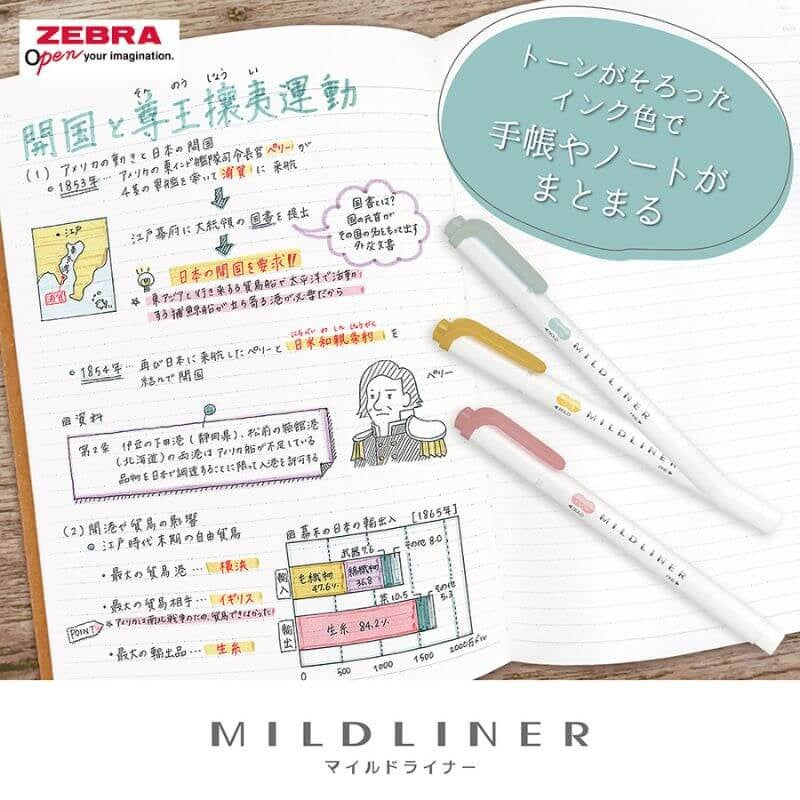 [2025 New Colours] Zebra MILDLINER Double Ended Highlighter Set -  Calm & Mild