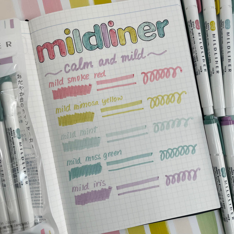 [2025 New Colours] Zebra MILDLINER Double Ended Highlighter Set -  Calm & Mild