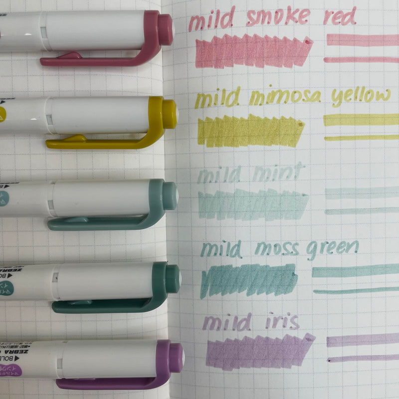 [2025 New Colours] Zebra MILDLINER Double Ended Highlighter Set -  Calm & Mild