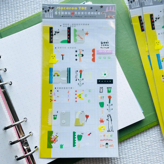 Macaron TOE Clear Monthly Index Stickers - Wonder Garden