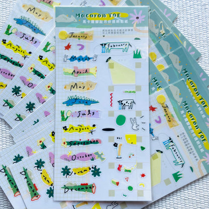 Macaron TOE Clear Monthly Stickers - Wonder Garden