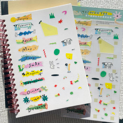Macaron TOE Clear Monthly Stickers - Wonder Garden
