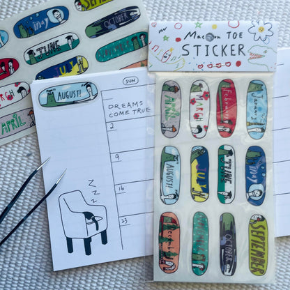 Macaron TOE Clear Sticker - Monster Months