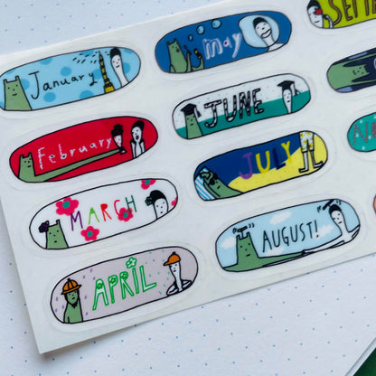 Macaron TOE Clear Sticker - Monster Months