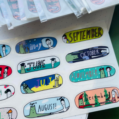 Macaron TOE Clear Sticker - Monster Months