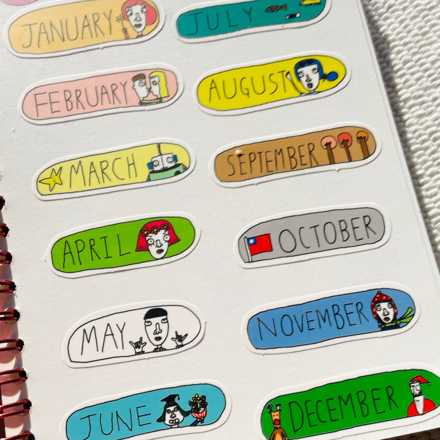 Macaron TOE Flake Sticker - Months