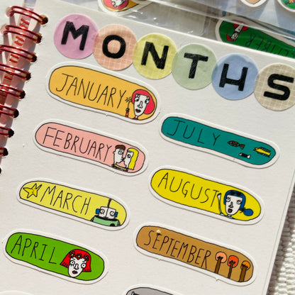 Macaron TOE Flake Sticker - Months