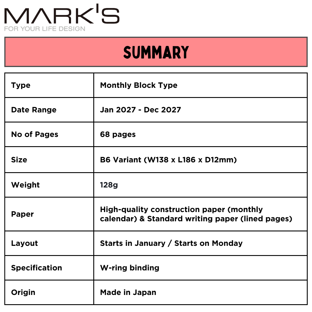 Mark's 2027 Notebook Calendar - Small | Vertical | Bunch Brother