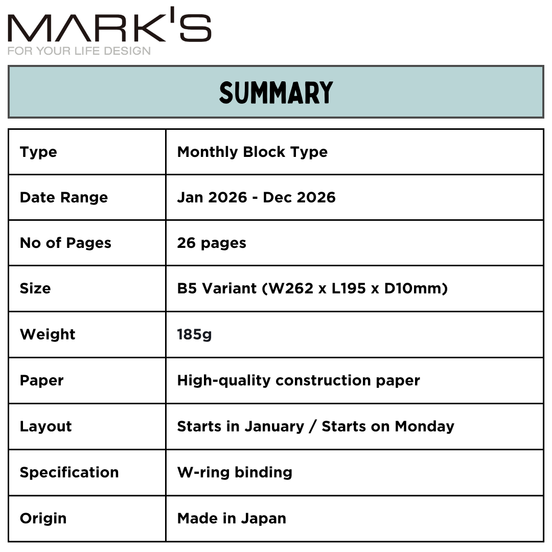 Mark's 2027 Notebook Calendar - Medium | Horizontal