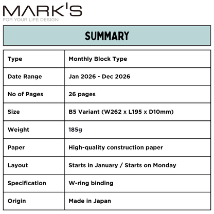 Mark's 2027 Notebook Calendar - Medium | Horizontal