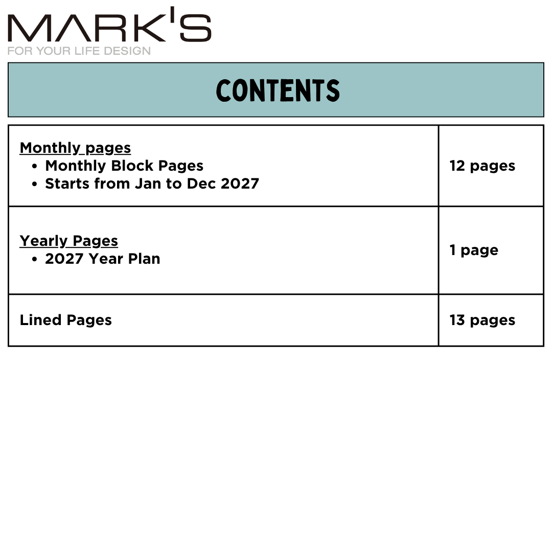 Mark's 2027 Notebook Calendar - Medium | Horizontal