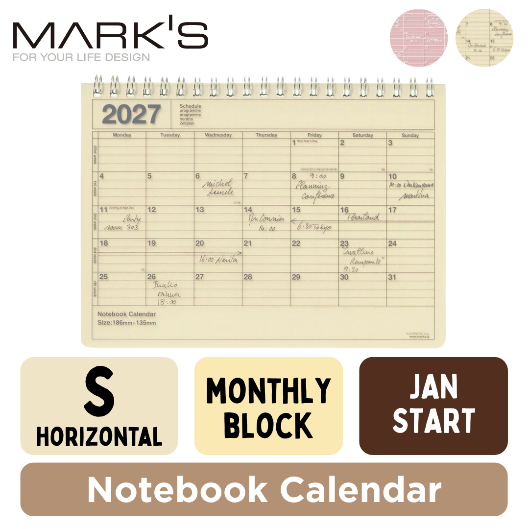 Mark's 2027 Notebook Calendar - Small | Horizontal