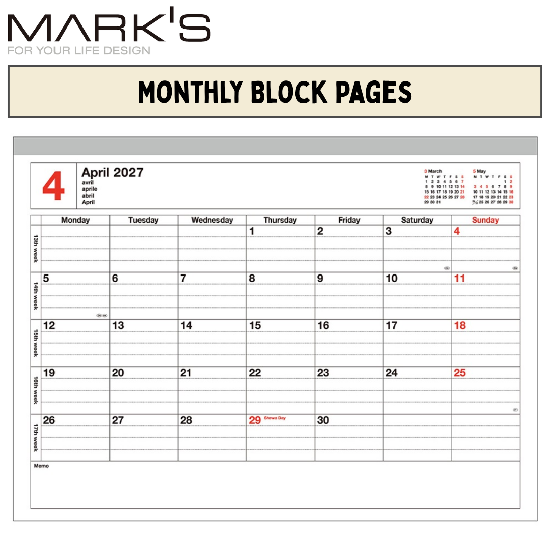 Mark's 2027 Notebook Calendar - Small | Horizontal
