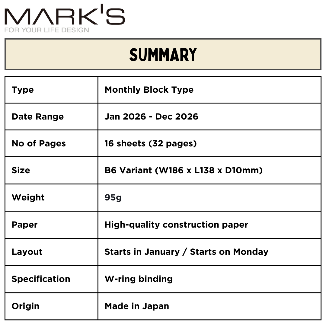 Mark's 2027 Notebook Calendar - Small | Horizontal