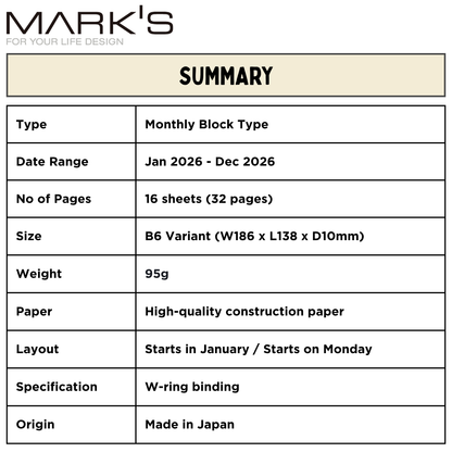Mark's 2027 Notebook Calendar - Small | Horizontal