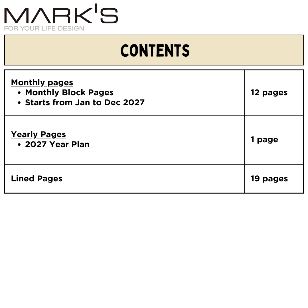 Mark's 2027 Notebook Calendar - Small | Horizontal