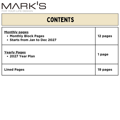 Mark's 2027 Notebook Calendar - Small | Horizontal