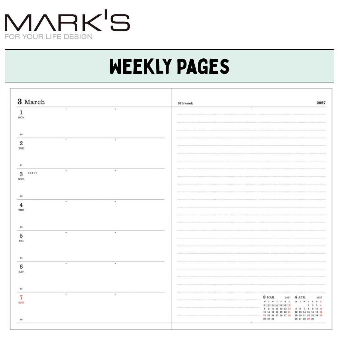 Mark's 2027 Planner Diary - B6 | Weekly Left | Refill