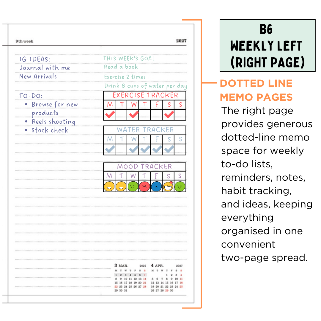 Mark's 2027 Planner Diary - B6 | Weekly Left | Refill