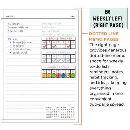 Mark's 2027 Planner Diary - B6 | Weekly Left | Refill