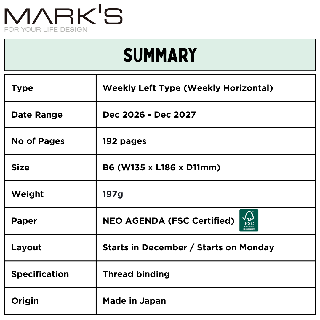 Mark's 2027 Planner Diary - B6 | Weekly Left | Storage.it