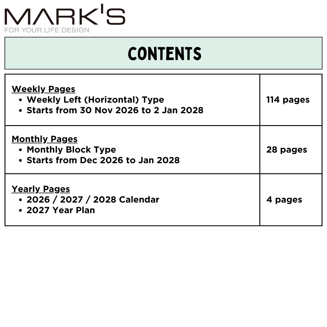 Mark's 2027 Planner Diary - B6 | Weekly Left | Refill