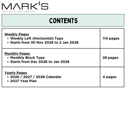 Mark's 2027 Planner Diary - B6 | Weekly Left | Refill