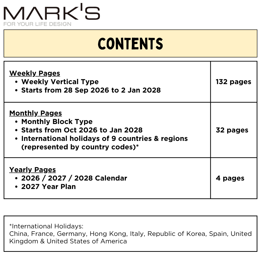 Mark's 2027 Planner Diary - B6 | Weekly Vertical | Grand de Paris