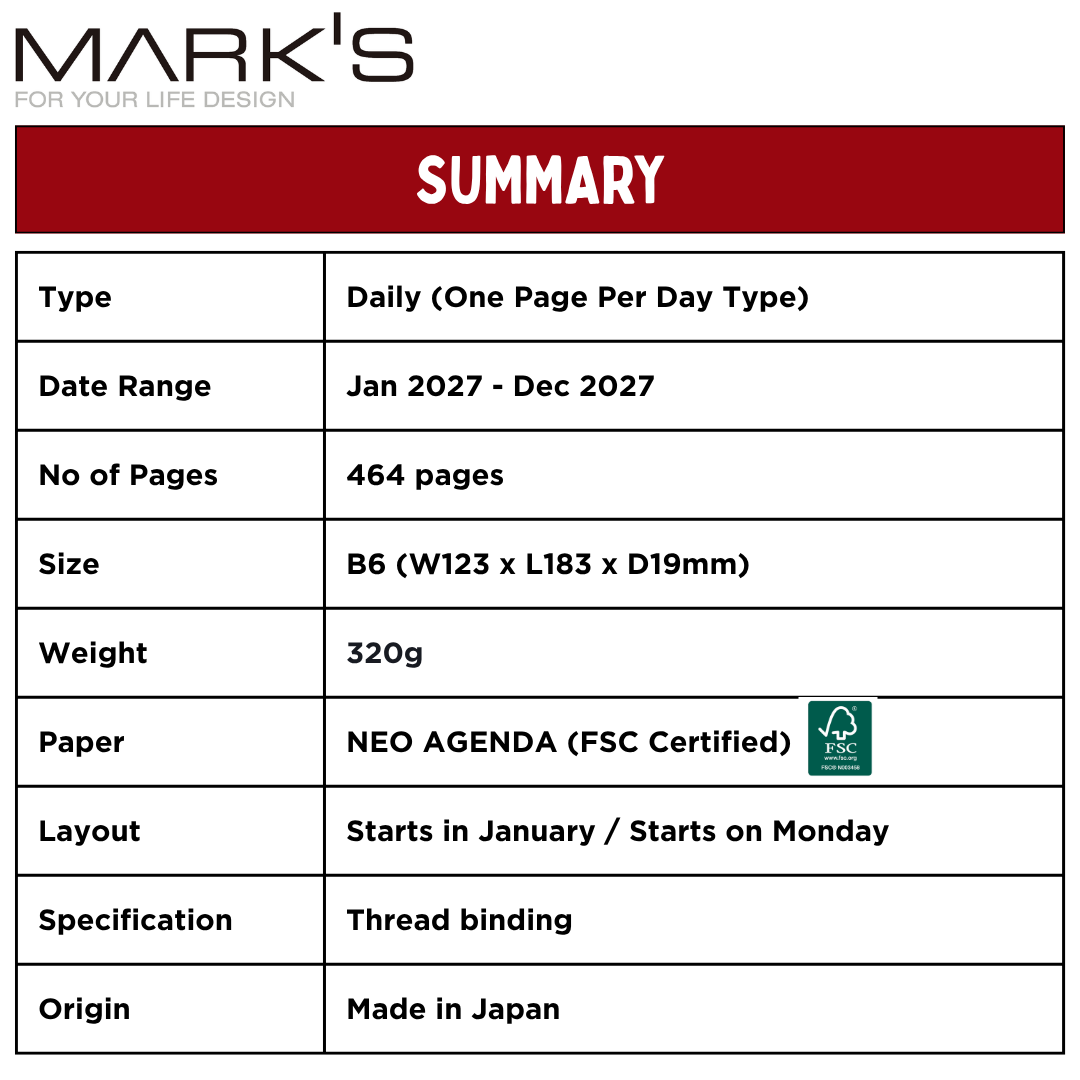 Mark's 2027 Planner Diary - B6 | Daily | EDiT Souple