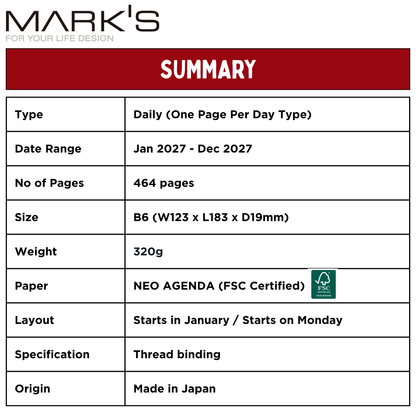 Mark's 2027 Planner Diary - B6 | Daily | EDiT Souple
