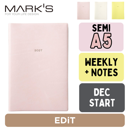 Mark's 2027 Planner Diary - Semi A5 | Weekly + Notes | EDiT Nuanced Colour