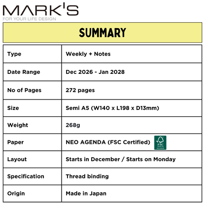 Mark's 2027 Planner Diary - Semi A5 | Weekly + Notes | EDiT Nuanced Colour
