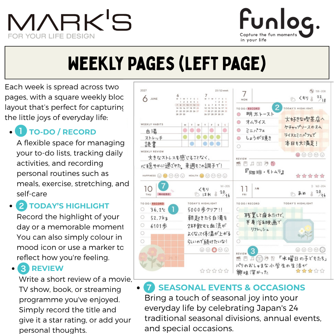 Mark's 2027 Planner Diary - Square | Weekly Block | Funlog Clear Slide Zipper