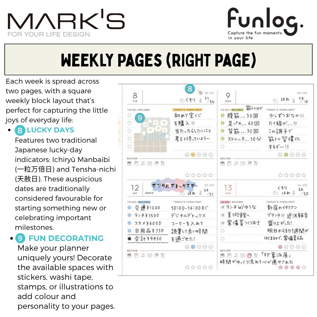 Mark's 2027 Planner Diary - Square | Weekly Block | Funlog Clear Slide Zipper