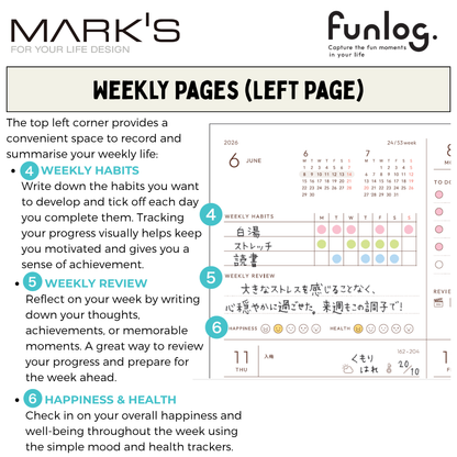 Mark's 2027 Planner Diary - Square | Weekly Block | Funlog Clear Slide Zipper