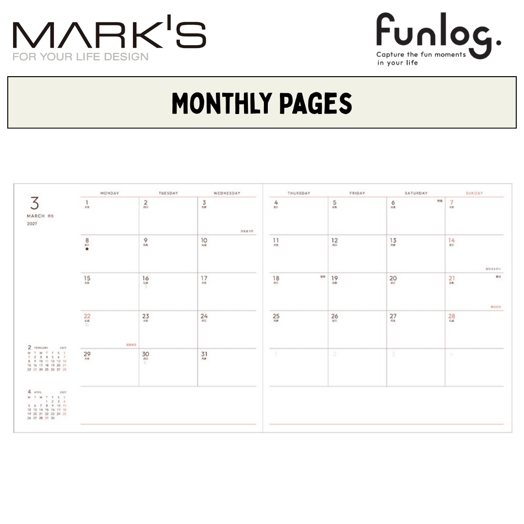 Mark's 2027 Planner Diary - Square | Weekly Block | Funlog Clear Slide Zipper