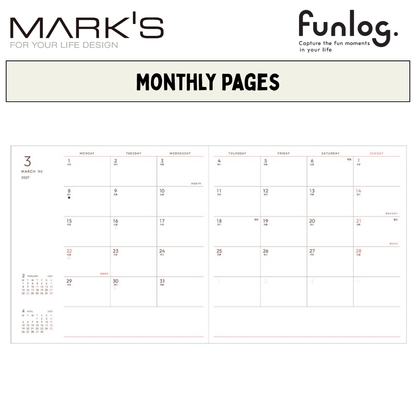 Mark's 2027 Planner Diary - Square | Weekly Block | Funlog Clear Slide Zipper