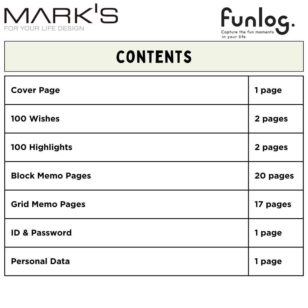 Mark's 2027 Planner Diary - Square | Weekly Block | Funlog Clear Slide Zipper