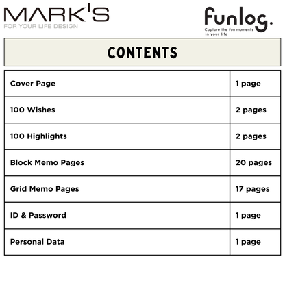 Mark's 2027 Planner Diary - Square | Weekly Block | Funlog Clear Slide Zipper