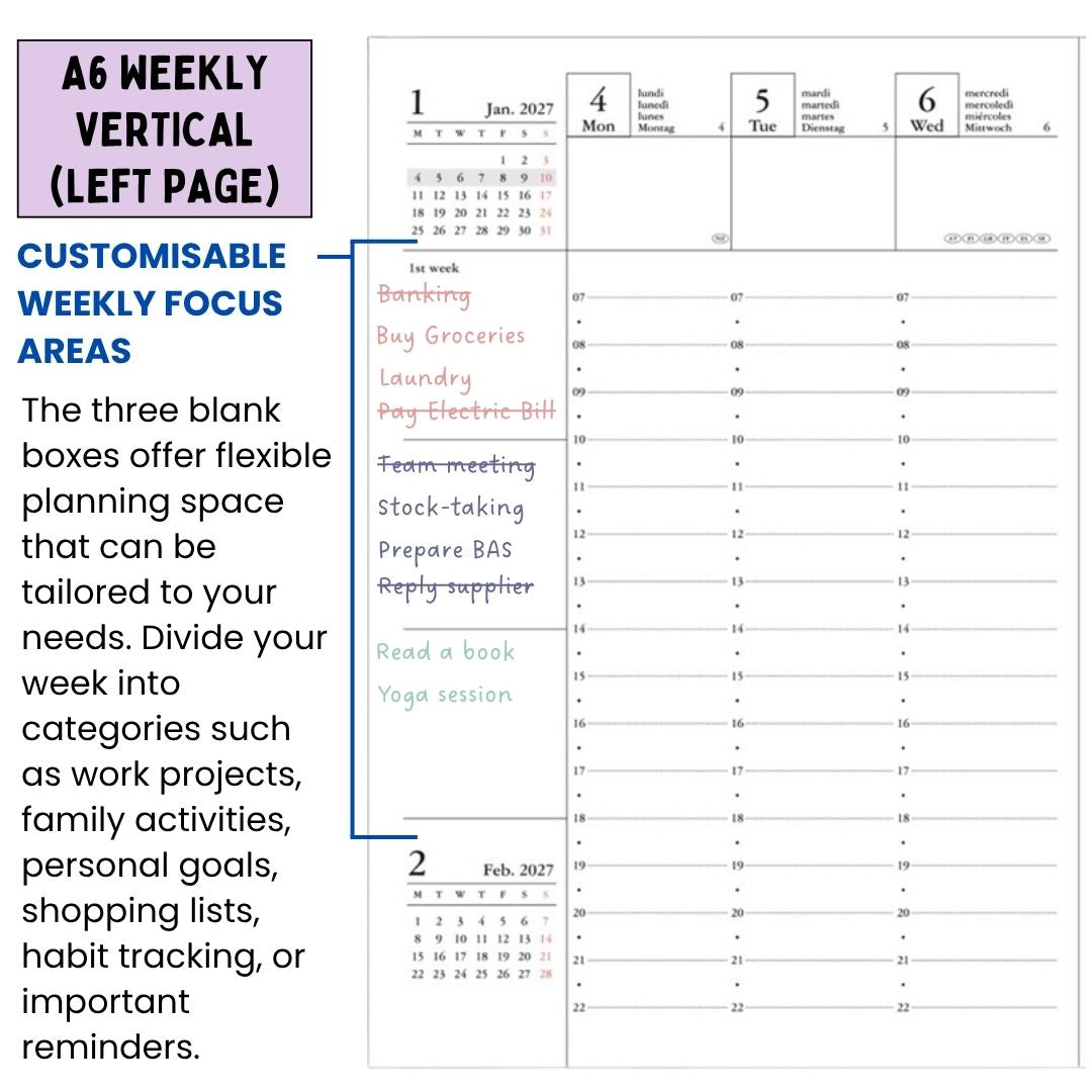 Mark's 2027 Planner Diary - A6 | Weekly Vertical | Refill